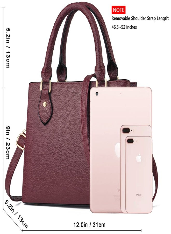 CHICAROUSAL Purses and Handbags for Women Leather Crossbody Bags Women's Tote Shoulder Bag (Burgundy cc) - Image 5